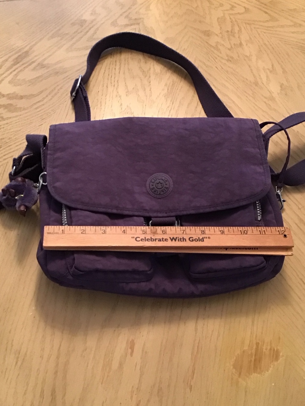 Kipling Plum Purple Crossbody Bag with Monkey Charm - Picture 5 of 6